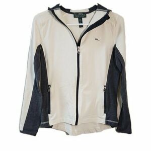 Ralph Lauren Sporty Preppy Active Full Zip Cotton Fitted Hoodie cream/grey Small